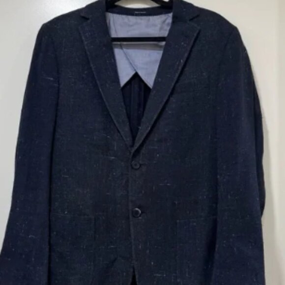 Z Zegna Blazer 48R Navy Blue Suit Jacket Rayon Cotton Silk Blend Men’s - Picture 1 of 11